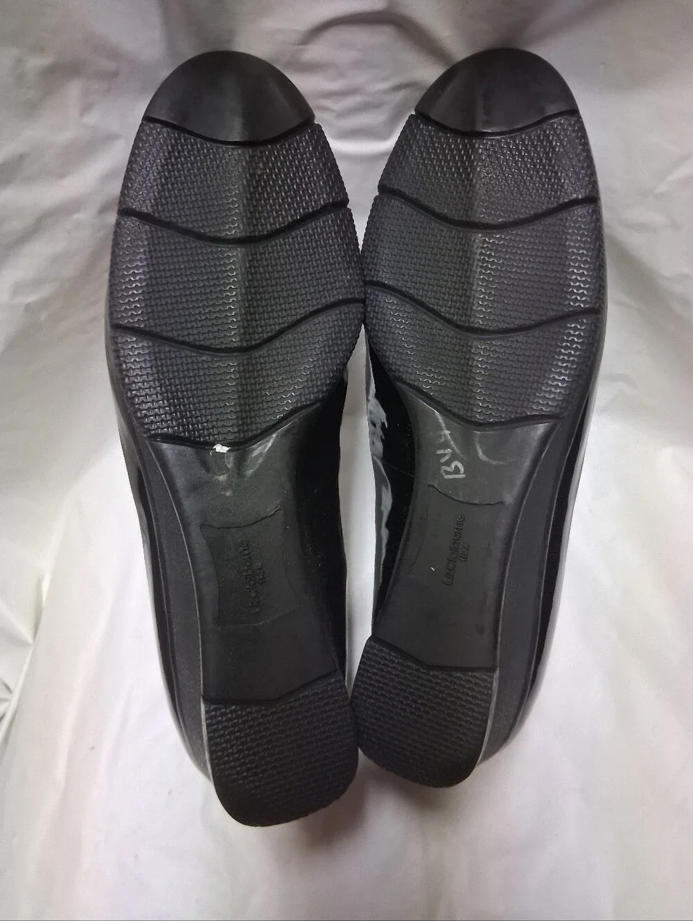 NWOT Liz Claiborne Flex Black Patent and Fabric Wedge Flats Sz 8.5